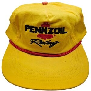 Pennzoil Racing Snapback Hat OS Yellow Rope Brim Embroidered Vintage Cap